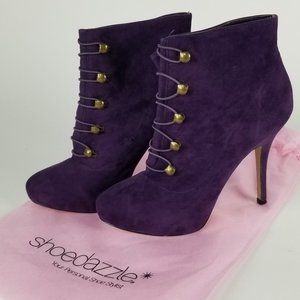 Deep Purple Suede Stiletto Ankle Bootie Size 8